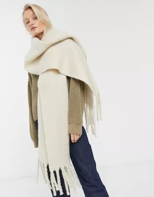 Weekday Mind oversized blanket scarf in off-white | ASOS UK