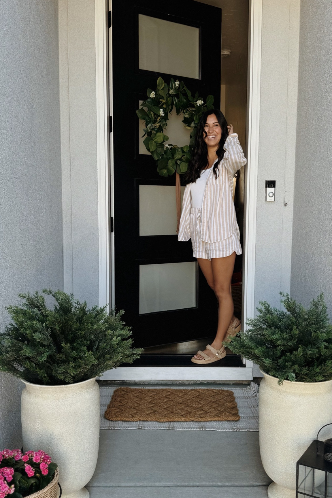 The cutest stripe set + sandals are 30% off for Target Circle Week! Been wearing this so much as a set or with jeans and even as a coverup! 

#LTKsalealert #LTKhome #LTKxTarget