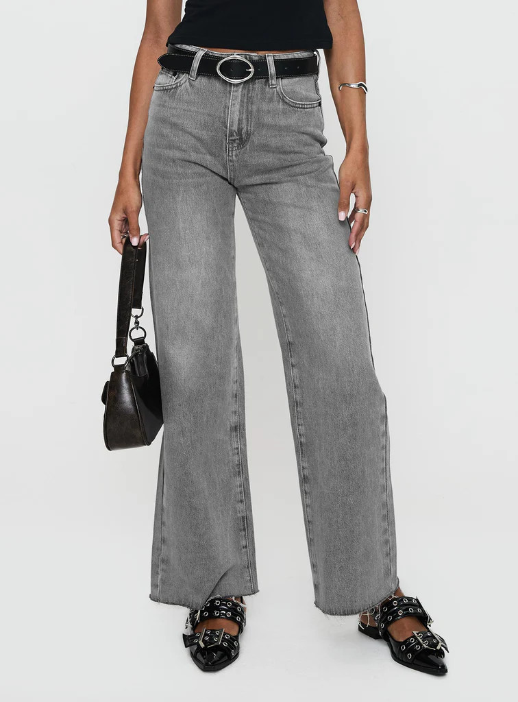 Henesey Raw Hem Jeans Washed Grey | Princess Polly US