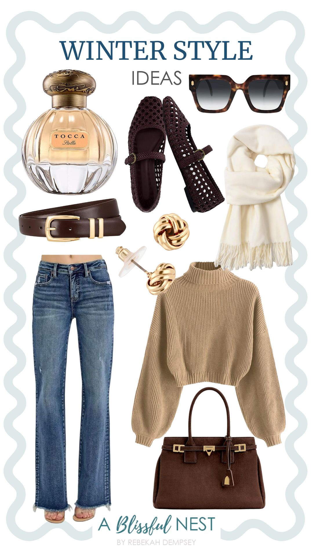 Layers that feel warm but still look put together. Shop the details.
winter scarf, leather belt, dressy ballet flats, Tocca Stella perfume, oversized square sunglasses, Miley belt embellished tote bag, high rise long straight jeans, knot stud earrings, cropped turtleneck sweater 

 #LTKootd #LTKSeasonal #LTKMidsize