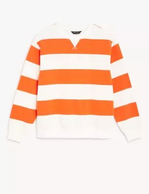 Cotton Rich Striped Crew Neck Sweatshirt | Marks & Spencer (UK)