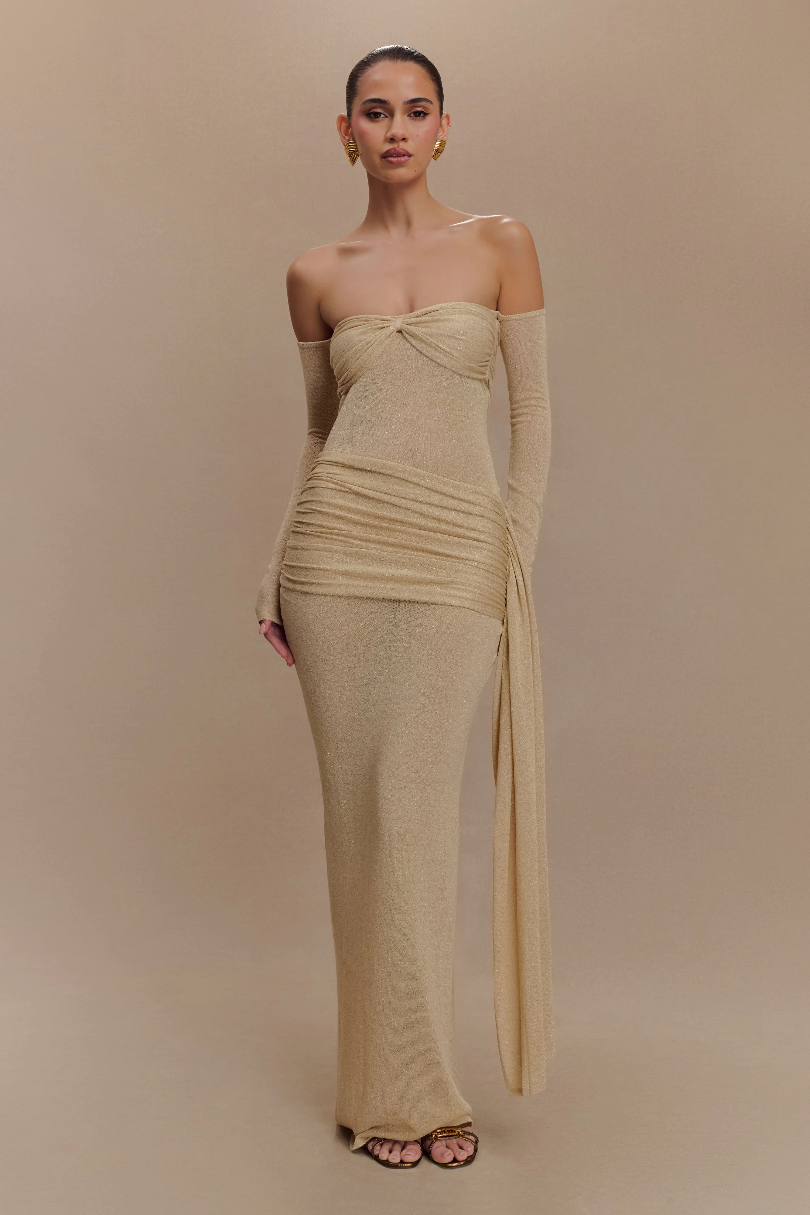 Ingrid Metallic Knit Maxi Dress - Bronze | Meshki (APAC)