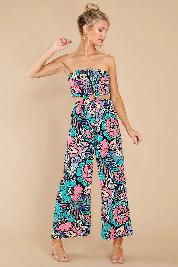 Extraordinary Feeling Teal Multi Floral Print Jumpsuit | Red Dress 