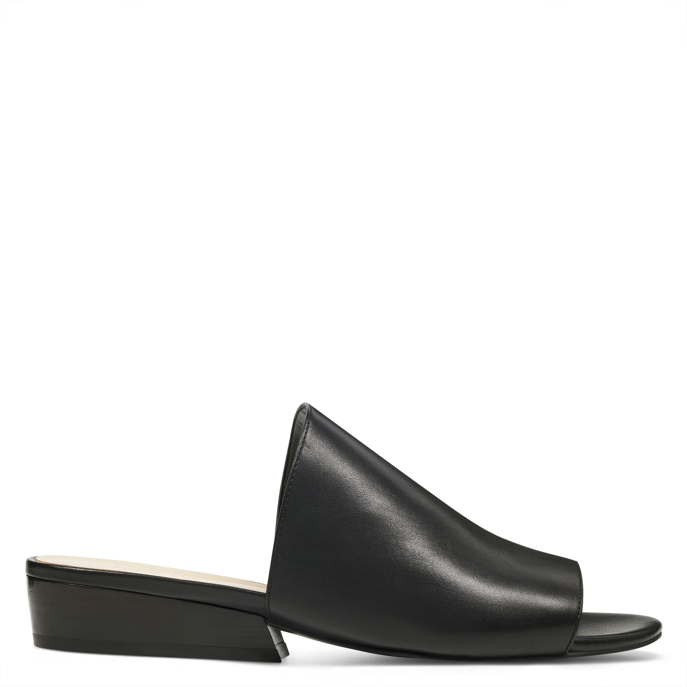 Nine West Lynneah Slide Sandals - Leather - Black (Size 5.5), Medium Width | Nine West (US)