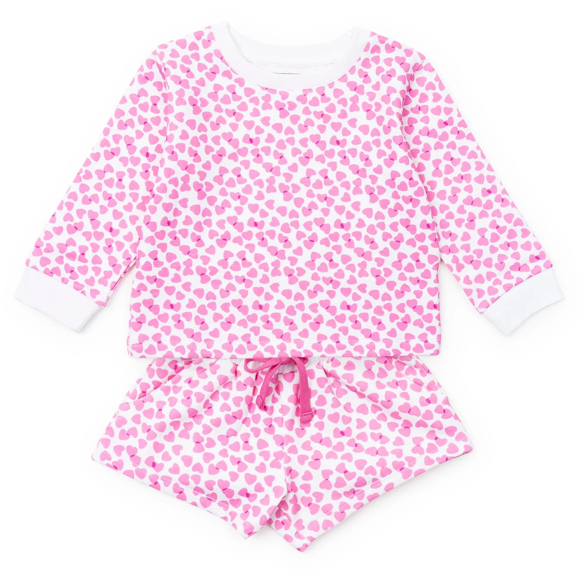 Stella Girls' Sweatshirt Short Set - Confetti Hearts Pink | Lila and Hayes