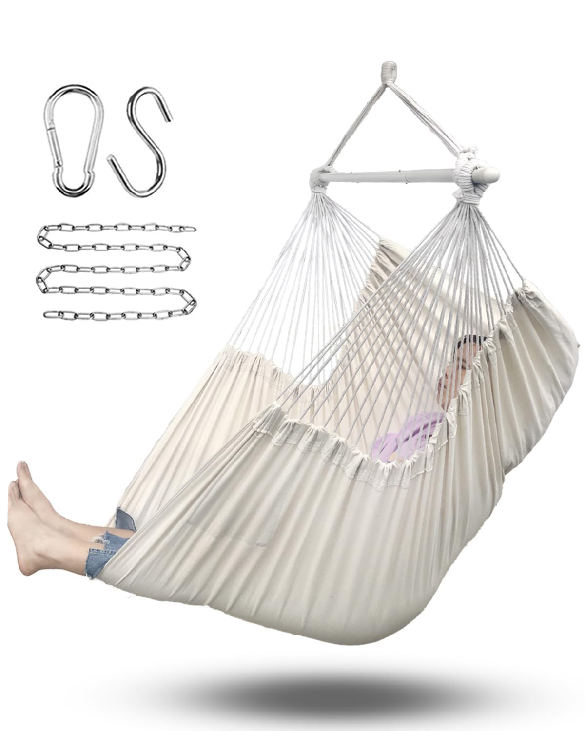 ADVOKAIR Hammock Chair Hanging Chair Rope Swing XXL - Max 500lbs, 70in Large Hammock Swing Chair ... | Amazon (US)