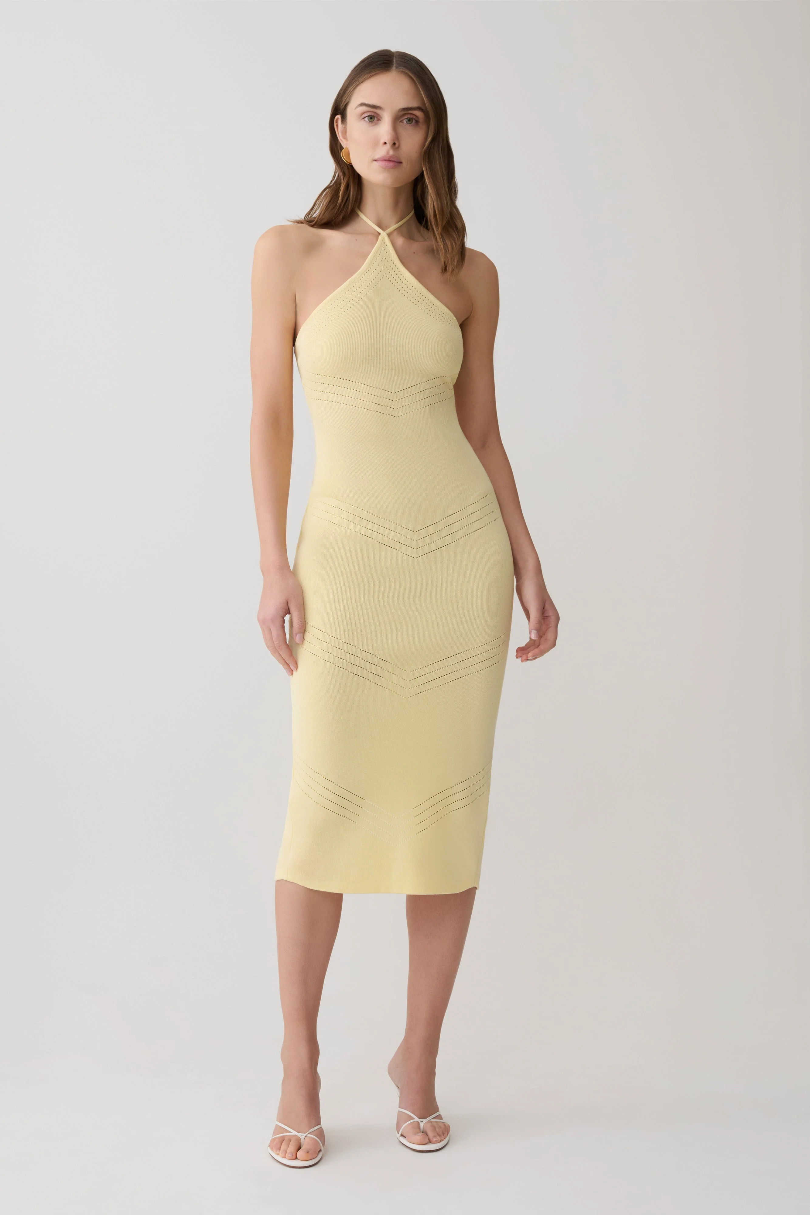 Penny Pointelle Midi Dress - Lemon | MESHKI US