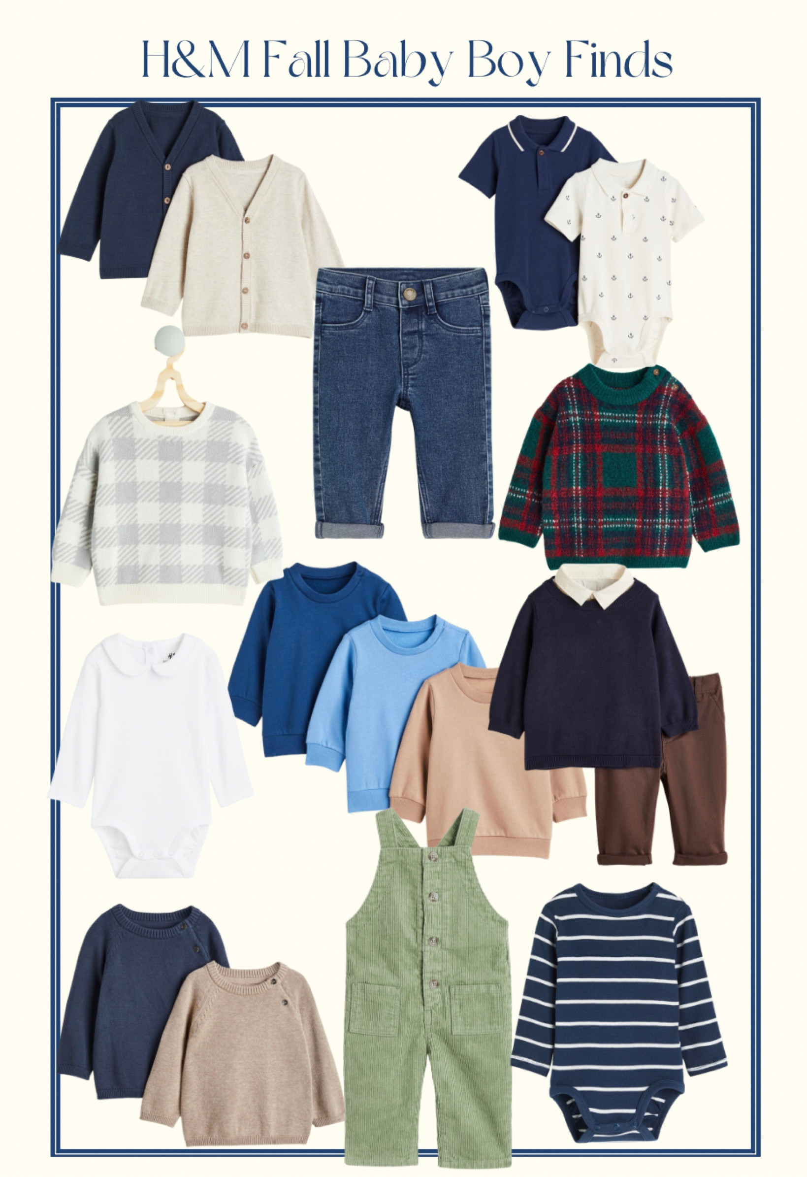 Fall baby boy outfits sweaters H&M affordable preppy autumn cardigan longall overalls gingham cardigan Peter Pan collar

#LTKSeasonal #LTKbaby #LTKunder50