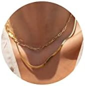 JoycuFF Gold Necklace for Women Dainty Layered Choker Necklaces for Women Snake Paperclip Box Rop... | Amazon (US)