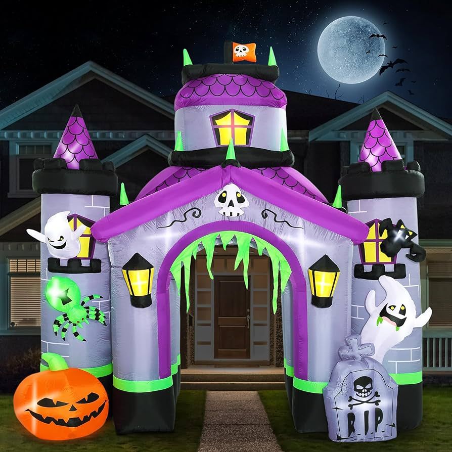 Amazon.com: Funflatable Halloween Inflatables Giant 12.5 FT Haunted House Castle Archway Outdoor ... | Amazon (US)
