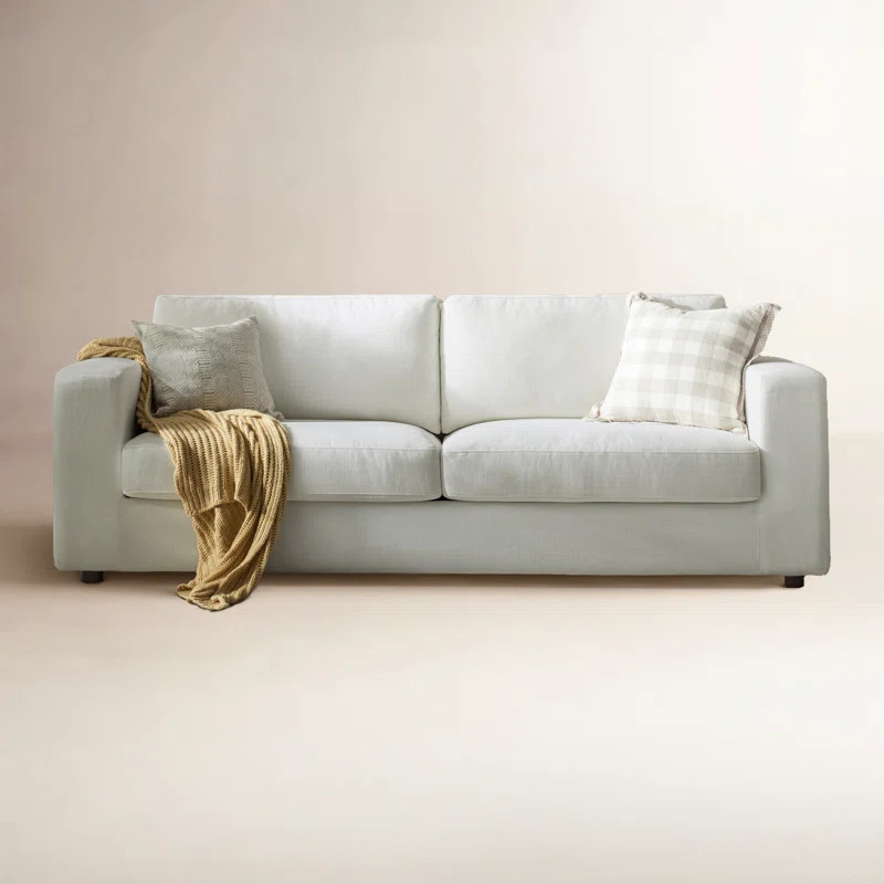 Adley 92" Modern Fully Assembled Square Arm Slipcovered Sofa with Down Blend Fill | Wayfair North America