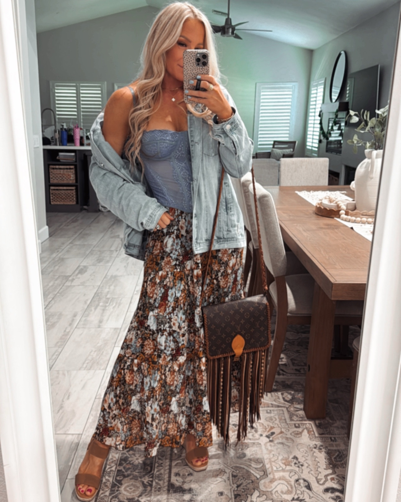 Flirty and sexy outfit for night out, date night, girls night, winery, happy hour, bar hopping, concert, show, music festival, birthday party, the list goes on! 
I’m in a Large top (34D) medium skirt. 5’6” 138 pounds
party outfit, long skirt, corset top wedge heels espadrilles resort wear vacation clothes 

#LTKStyleTip #LTKFindsUnder50 #LTKFestival #LTKStyleTip #LTKFindsUnder50