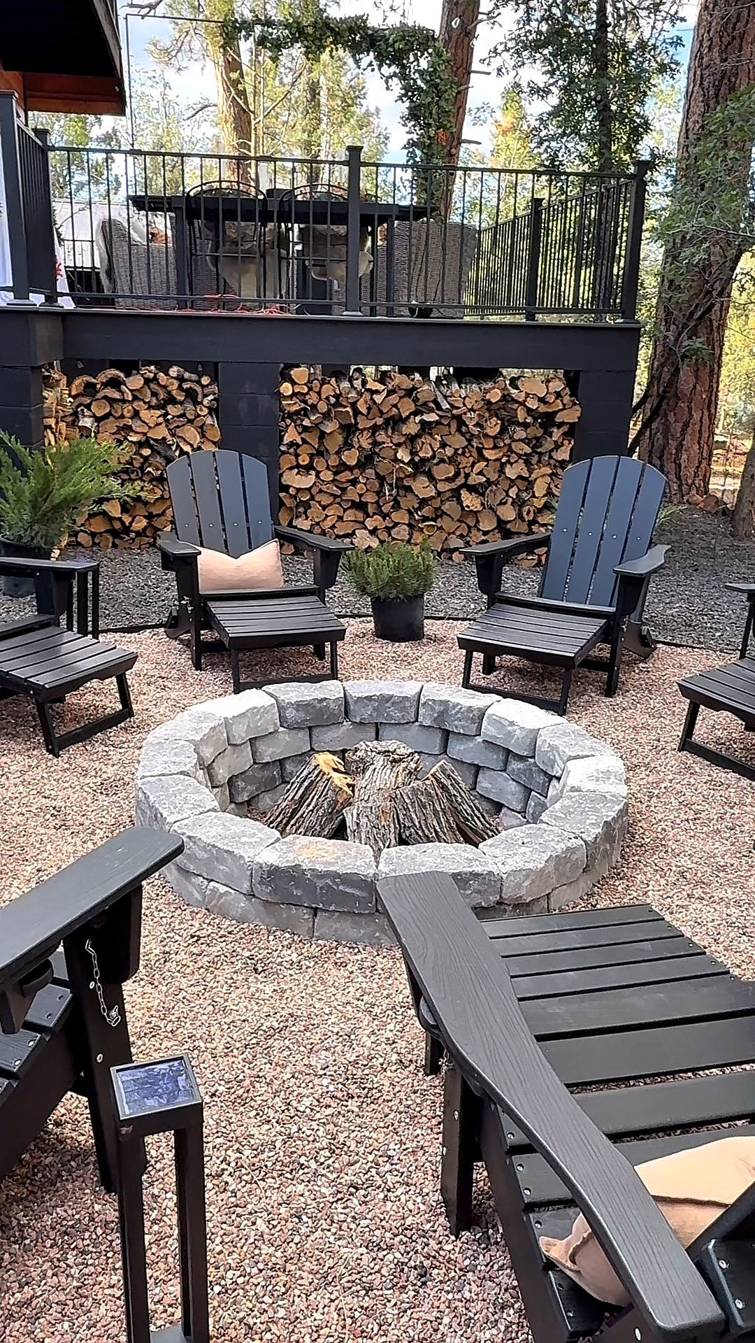 Our new favorite spot for entertaining guests or relaxing after a long day! 

Fire pit. Outdoor decor. Adirondack chairs. Modern home. Patio decor. Outdoor spaces. Plants. Greenery 

 #LTKHome #LTKFindsUnder50 #LTKFindsUnder100