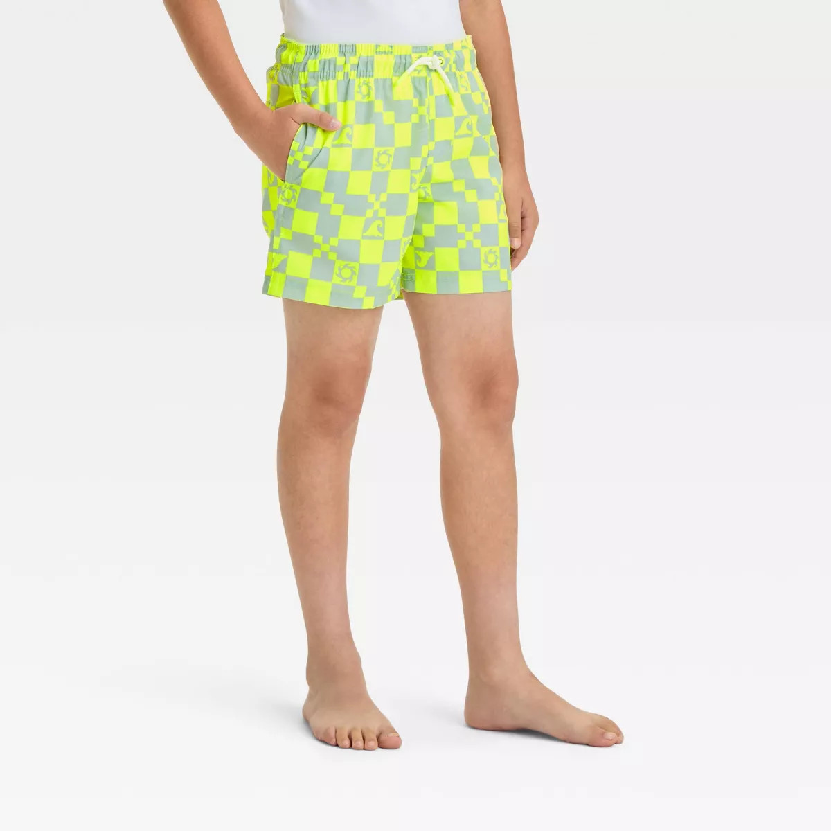Boys' Checkered Swim Shorts - Cat & Jack™ Green M | Target
