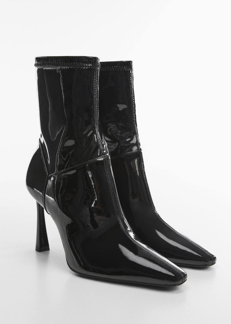 Patent leather-effect heeled ankle boots -  Women | Mango USA | MANGO (US)