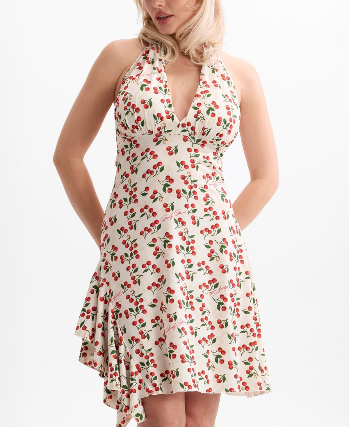 Guess Women's Marilyn Halter V-Neck Dress - Marilyn Red Cherries White | Macy's