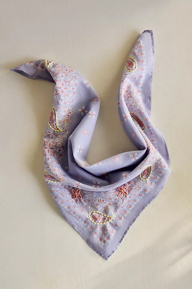 Embroidered Paisley Cotton Bandana | Anthropologie (US)