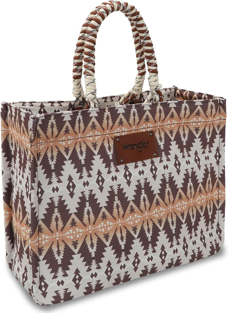 Montana West Wrangler Oversized Tote Bag with Braided Rope Handles Western Shoulder Handbag | Amazon (US)