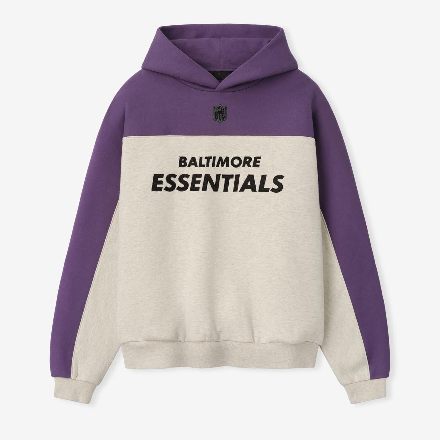 Baltimore Ravens Fear of God x NFL Unisex 90s Relaxed Hoodie - Heather Gray/Purple | Fanatics