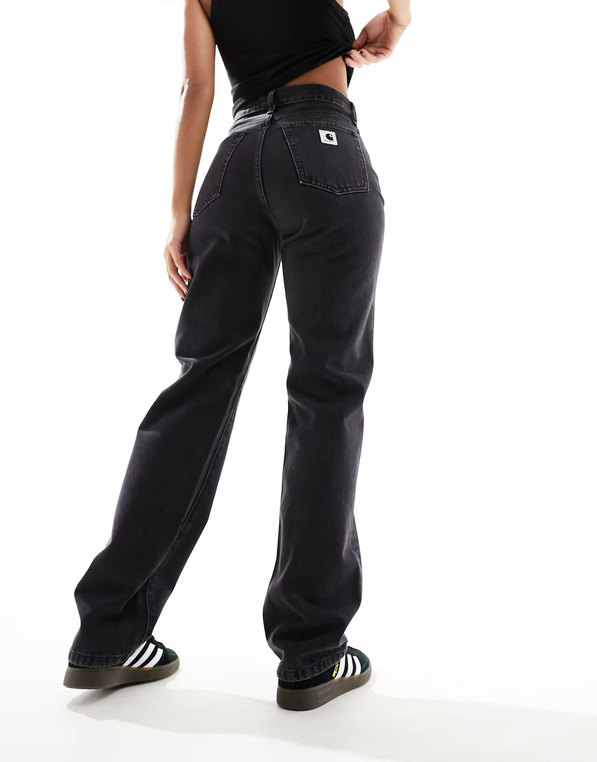 Carhartt WIP noxon straight high waist jeans in black | ASOS (Global)