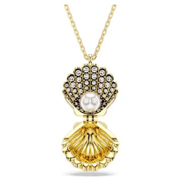 Idyllia pendant, Crystal pearl, Shell, White, Gold-tone plated by SWAROVSKI | SWAROVSKI
