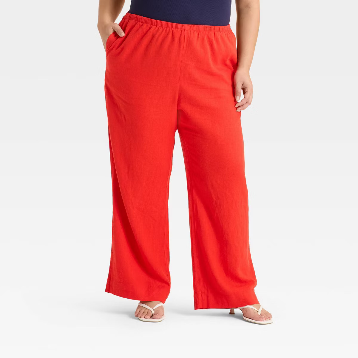 Women's Mid-Rise Wide Leg Linen Pull-On Pants - A New Day™ | Target