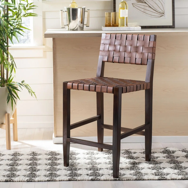 Oronogo Woven Leather Counter Stool | Wayfair North America
