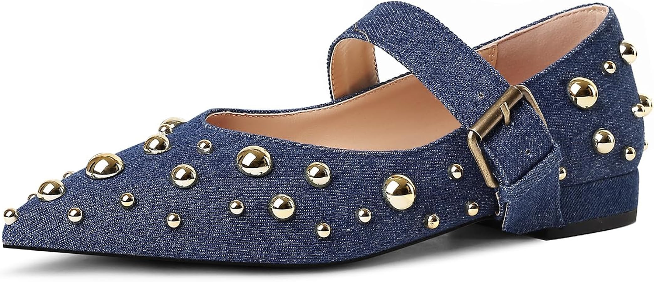 Women's Studded Flats Pointed Toe Mary Jane Flat Shoes | Amazon (US)