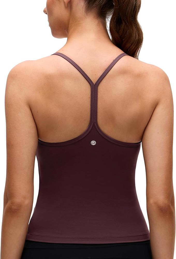 CRZ YOGA Butterluxe Racerback Tank Tops for Women - Scoop Neck Spaghetti Strap Padded Workout Cam... | Amazon (US)