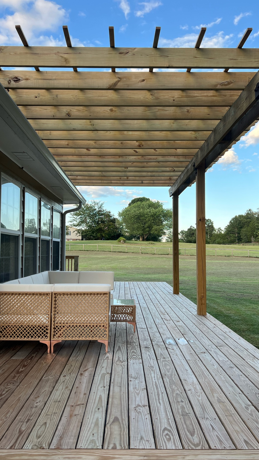 Giving you a first look at our budget-friendly deck sofa! Such a GREAT price and SO versatile — the outdoor seating set design is modular so you can change the layout to whatever works for your deck size! 

Excited to finally enjoy our new deck and the outdoor space overall. 🌸

#LTKStyleTip #LTKHome #LTKSeasonal