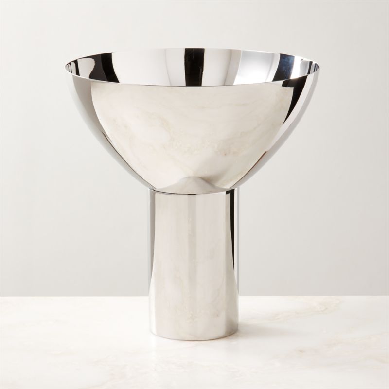 Clyme Polished Stainless Steel Pedestal Serving Bowl | CB2 | CB2