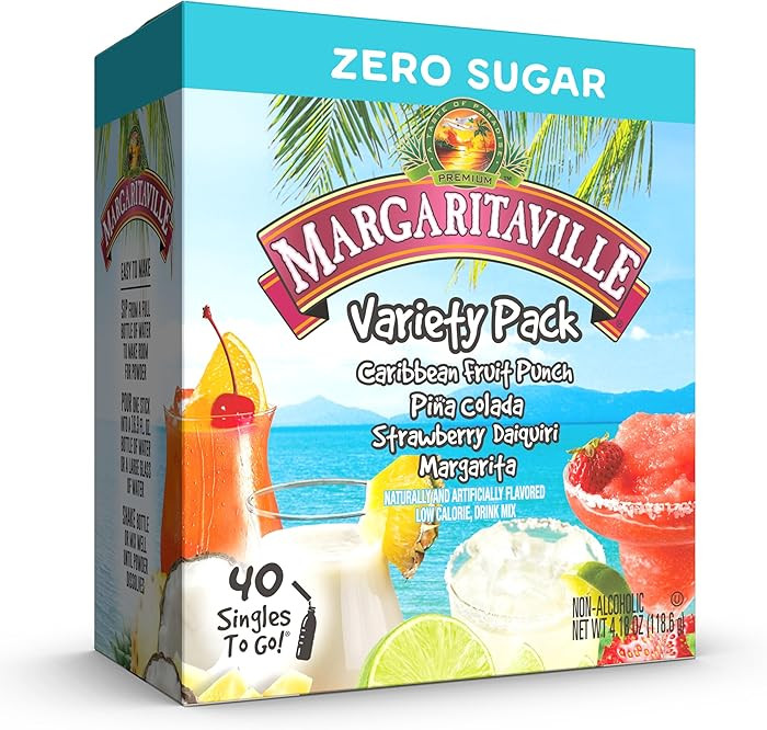 SINGLES TO GO! Margaritaville Water Drink Mix, Variety Pack, Includes 4 Flavors: Caribbean Fruit ... | Amazon (US)