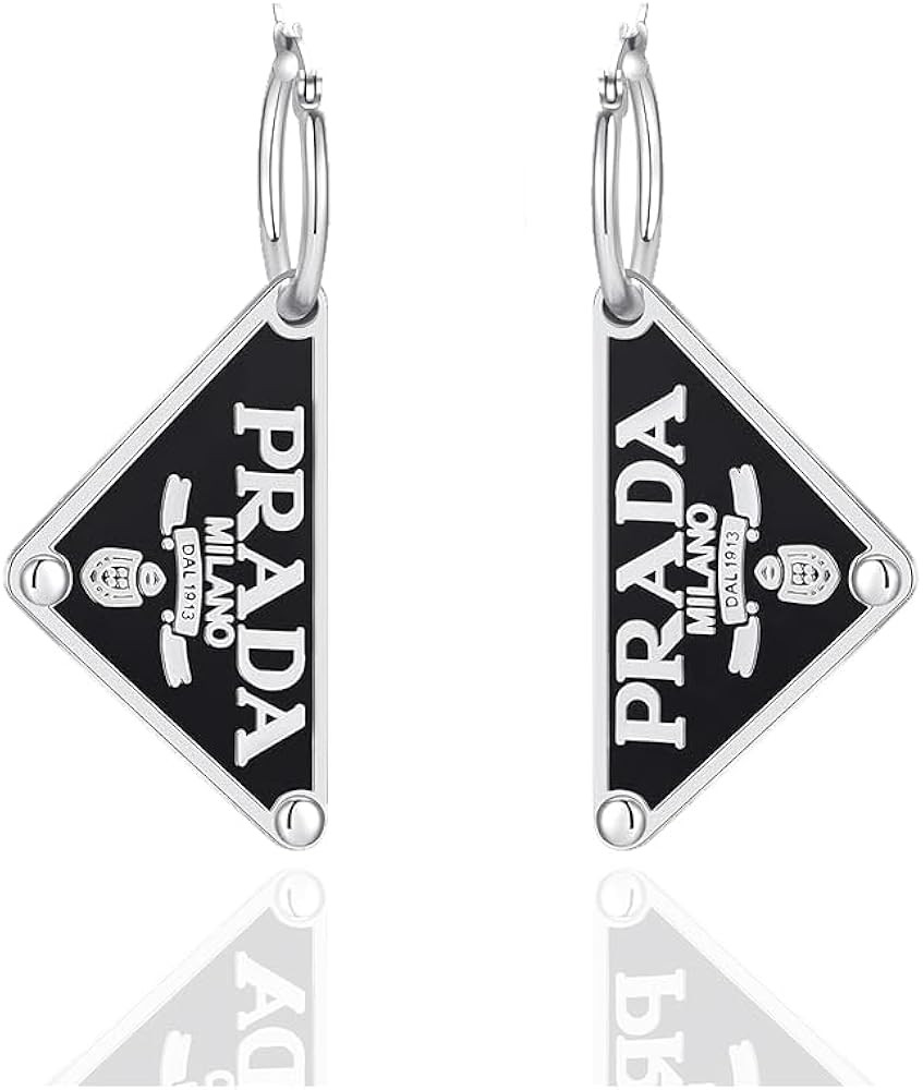 Triangle Hoop Earrings, Black and Silver, Diamond Shape, Metal Fashion Jewelry for Women | Amazon (US)