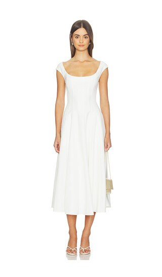 GUIZIO Leila Twill Dress in Ivory. - size L | Revolve Clothing (Global)