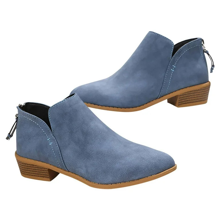 gakvov Boots For Women Low Heel Side Way Ankle Boot Autumn And Winter Women's Shoes European And ... | Walmart (US)