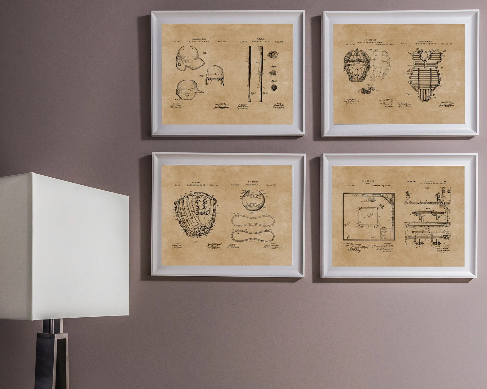 Baseball Print, Set of 4 Patent Prints, Sports Poster, Baseball Fan Gift, Vintage Baseball Art, D... | Etsy (US)