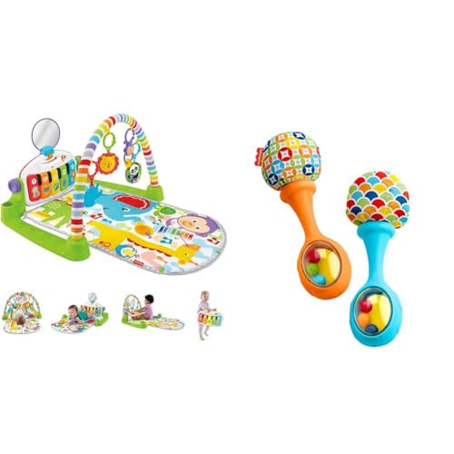 Fisher-Price Baby Playmat Deluxe Kick & Play Piano Gym with Musical -Toy Lights & Smart Stages Learning Content for Newborn to Toddler & Newborn Toys Rattle 'n Rock Maracas | Amazon (US)