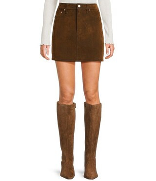 Stash Crushed Cognac A-Line Mini Skirt | Dillard's