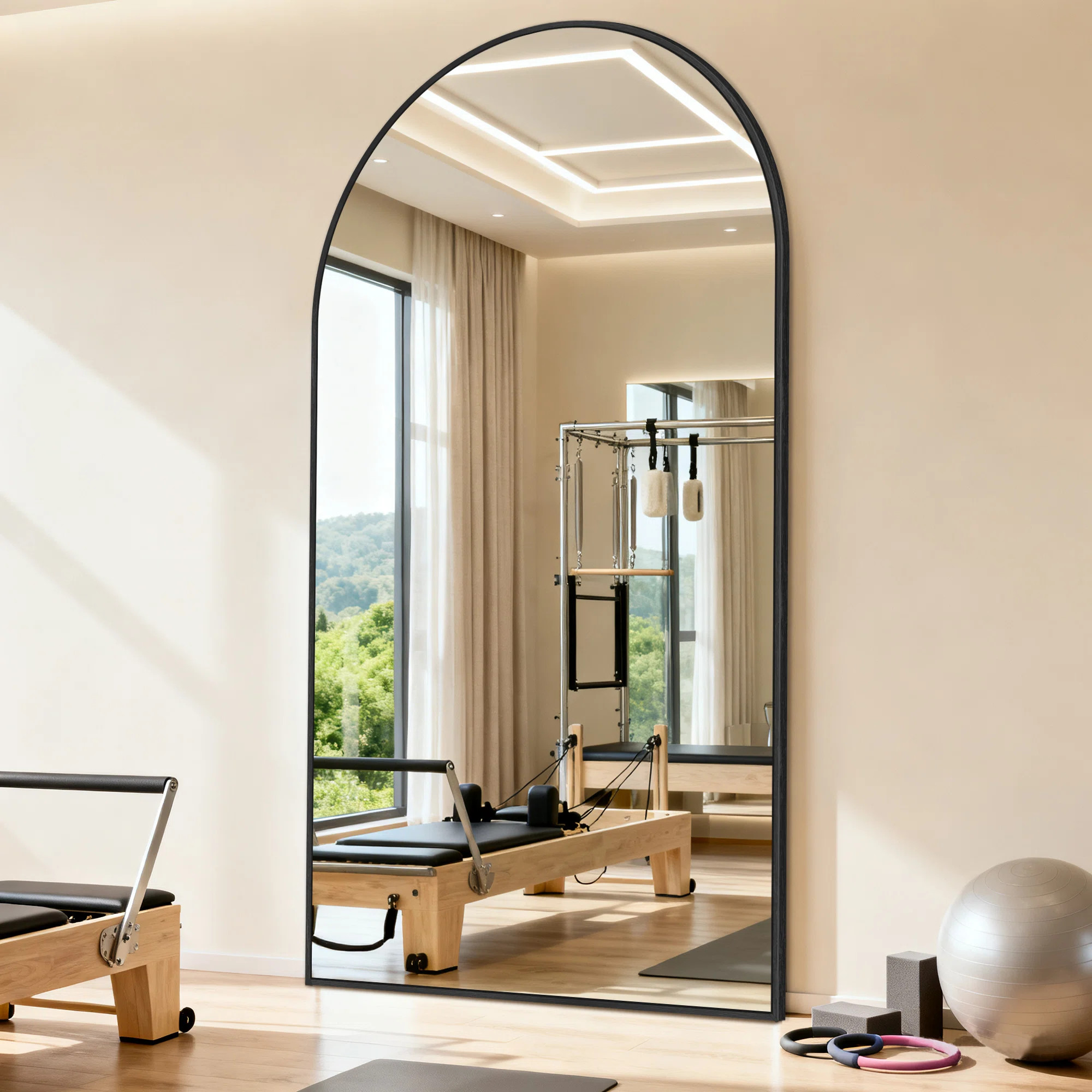 Arched Metal Oversized Full Length Mirror Wall Mirror Hanging Or Leaning With Stand | Wayfair North America