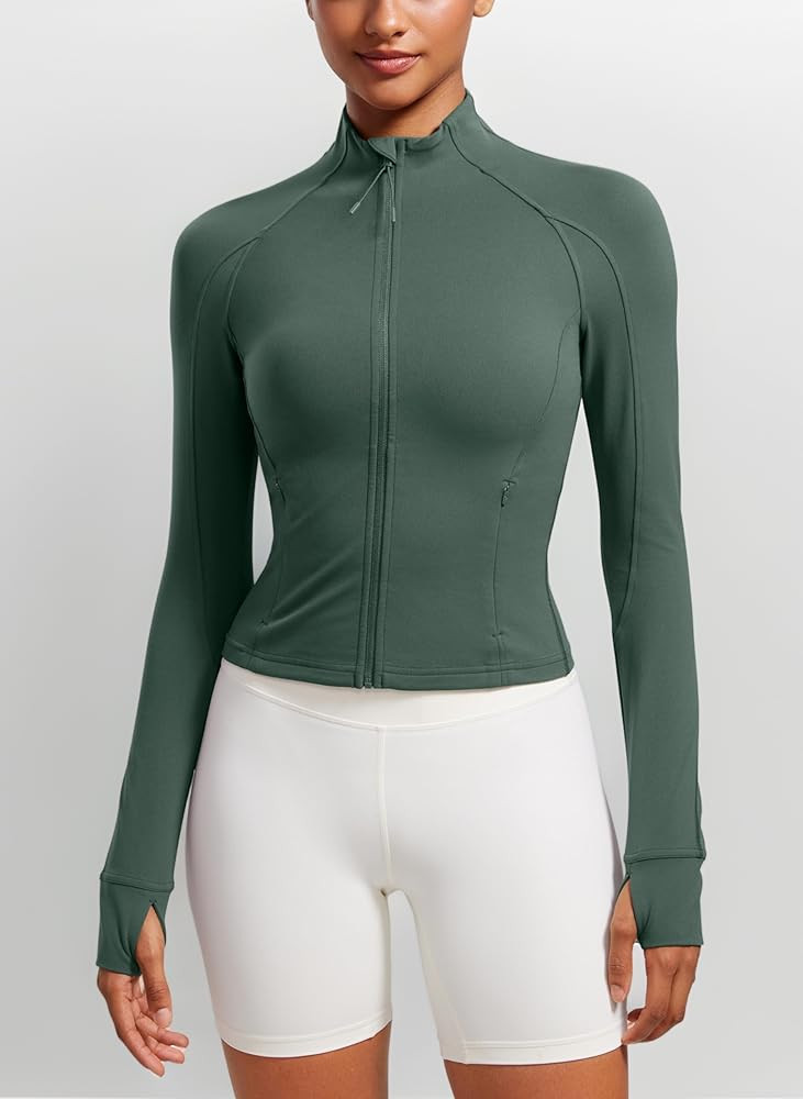 CRZ YOGA Women's Butterluxe Full Zip Running Jacket Pockets Outdoor Sports Cropped Jackets Gym Lo... | Amazon (UK)