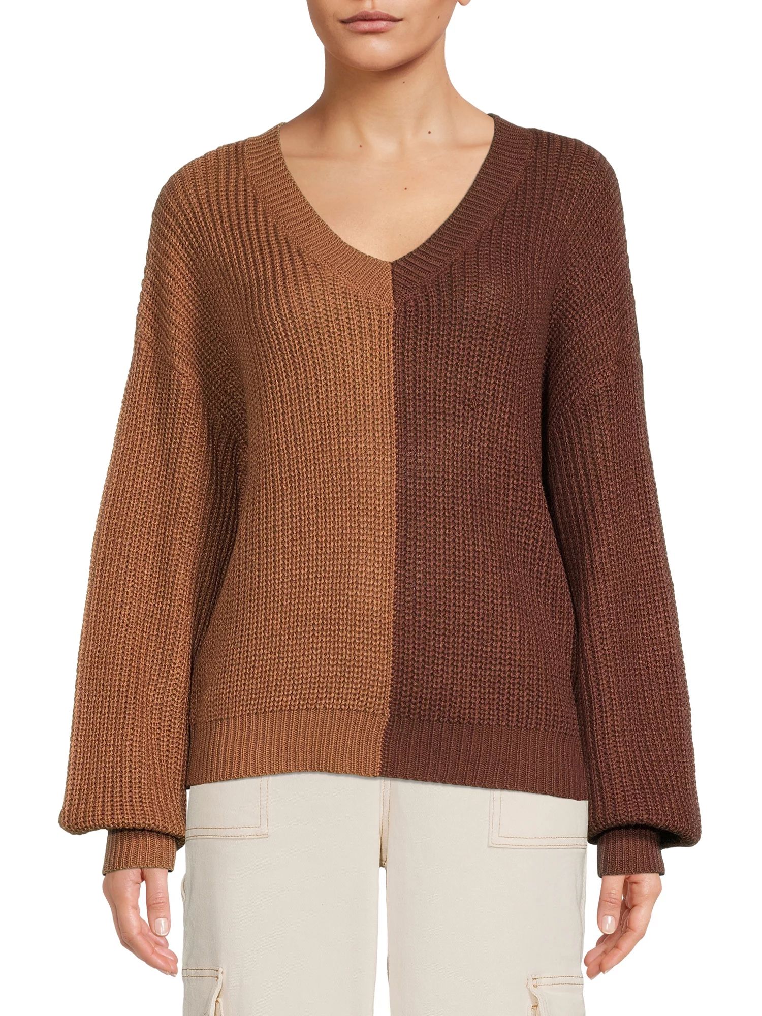No Boundaries Juniors' Split Colorblocked Sweater | Walmart (US)