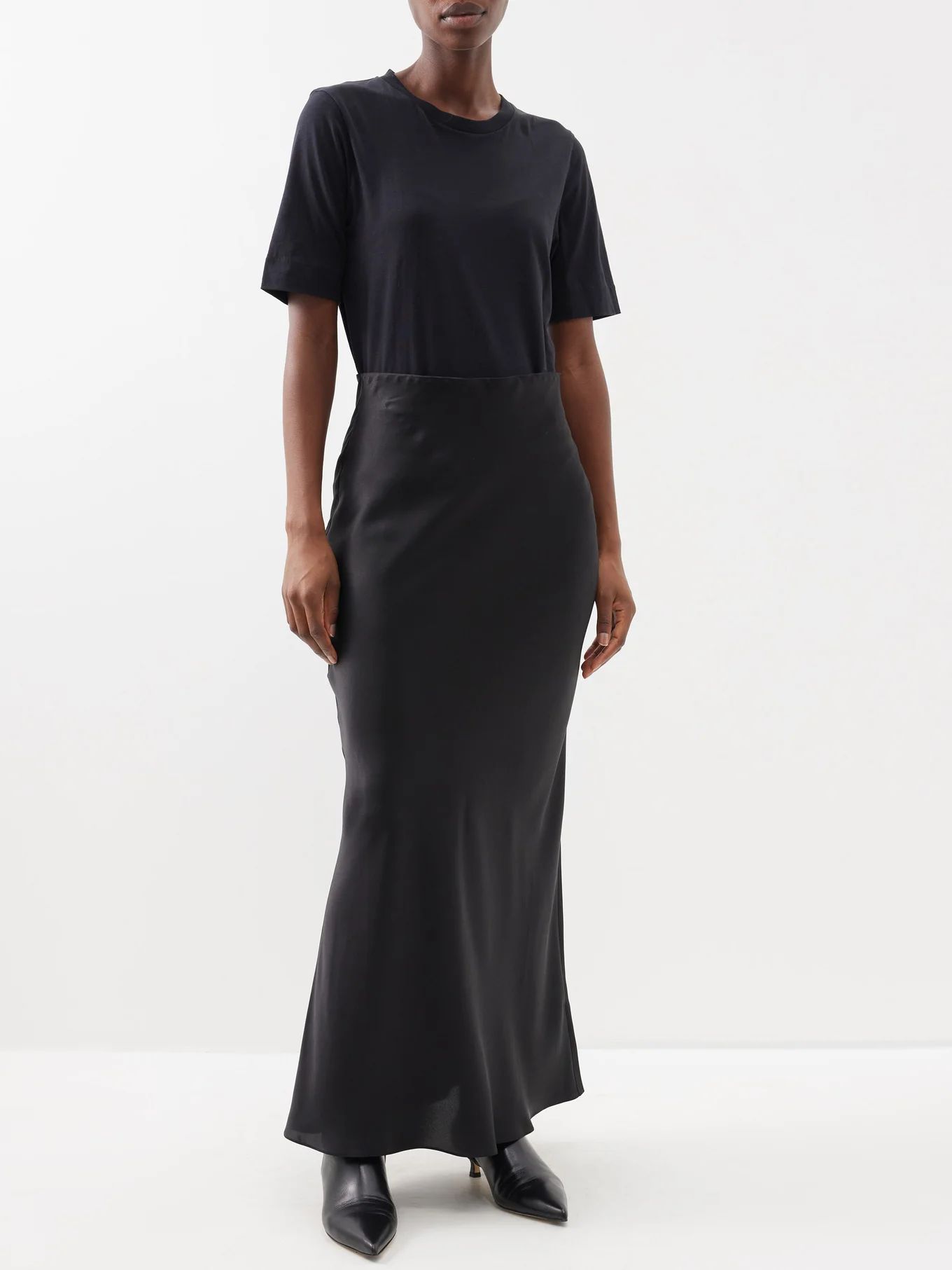 Silk-satin maxi skirt | Matches (US)