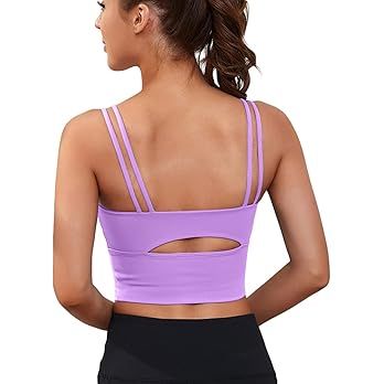 Everrysea Womens Longline Sports Bra Padded Yoga Workout Crop Tank Tops Strappy Camisole Fitness ... | Amazon (US)