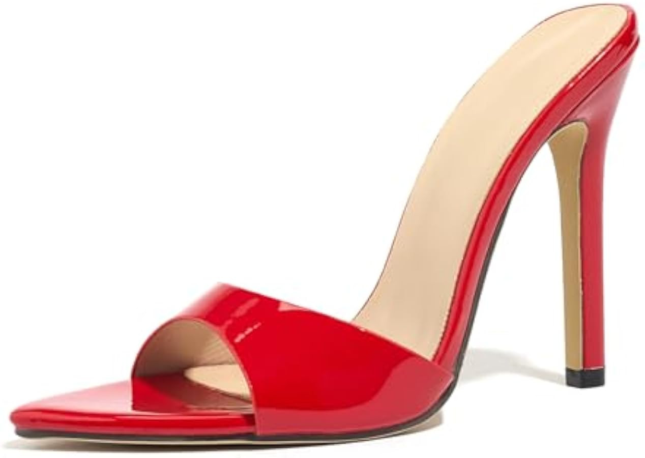 Women'S Open Toe Stiletto Mule Sandals Fashionable Pointed Non-Slip Slip-On Formal High Heel Sand... | Amazon (US)