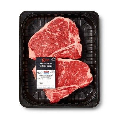 USDA Choice Angus Beef T-Bone Steak - 1.40-2.80 lbs - price per lb - Good & Gather™ | Target
