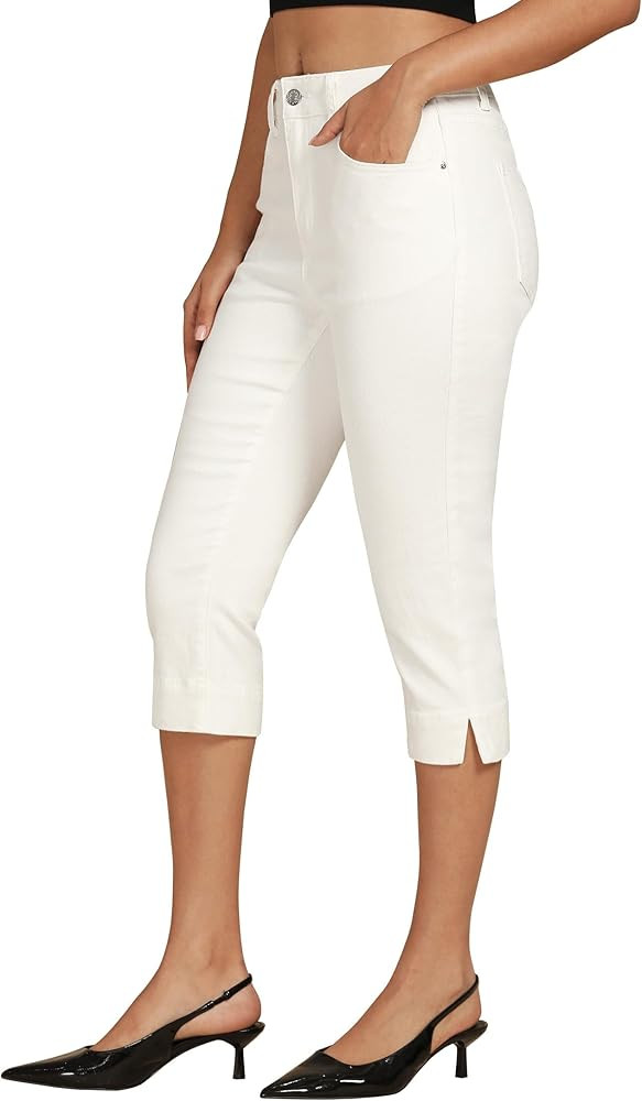 luvamia Capri Jeans for Women Trendy High Waisted Slim Split Hem Stretch Denim Jean Capris Croppe... | Amazon (US)