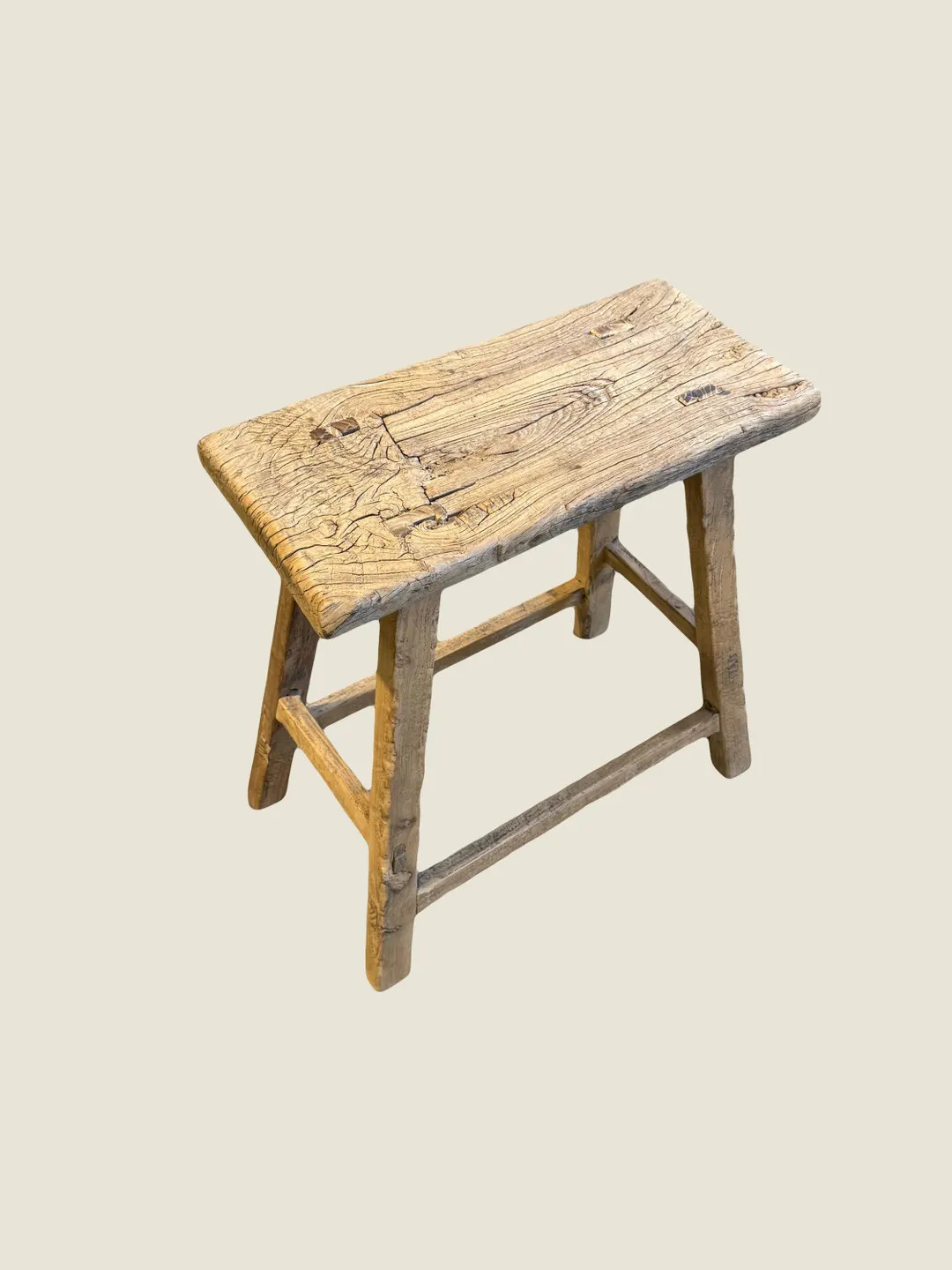 Antique Wood Stool Rectangular Distressed Elm Vintage Chinese Stool Seating Accent Table Reclaime... | Etsy (US)