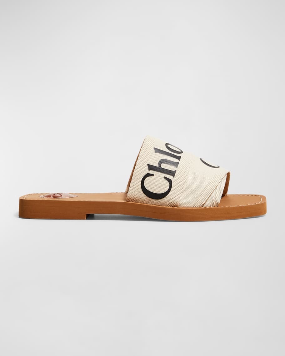Woody Flat Logo Ribbon Slide Sandals | Neiman Marcus