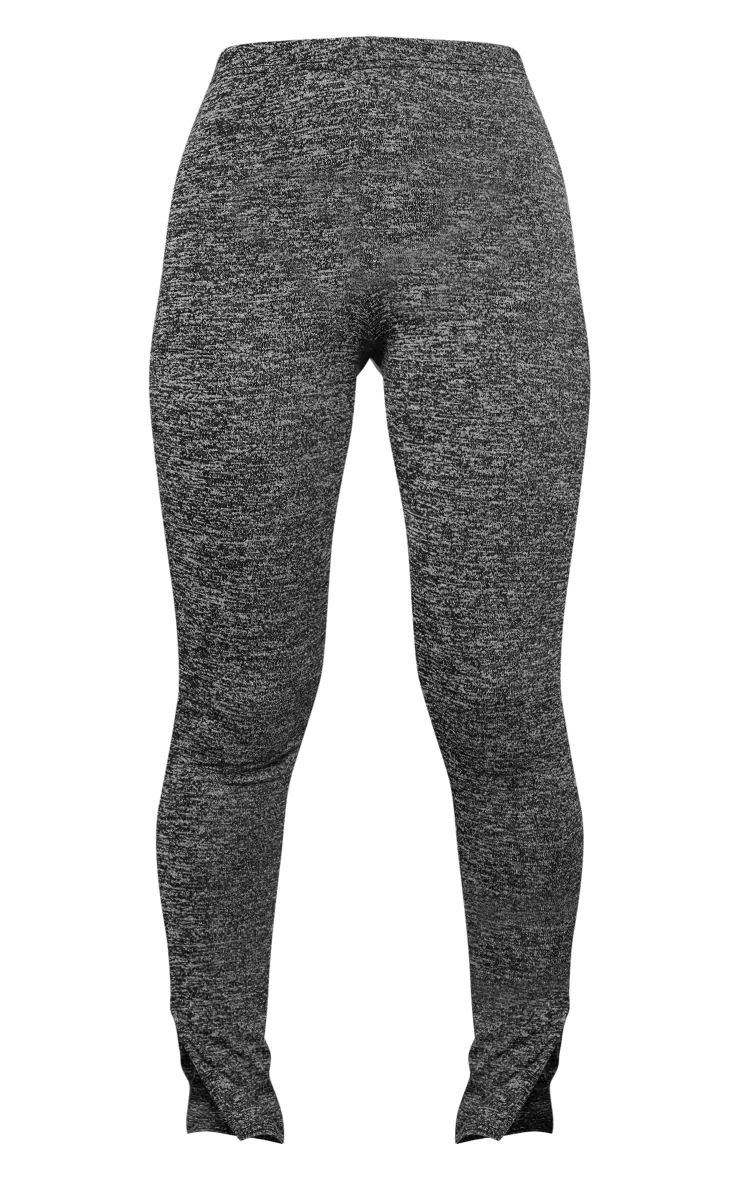 Charcoal Grey Soft Split Hem Leggings | PrettyLittleThing US