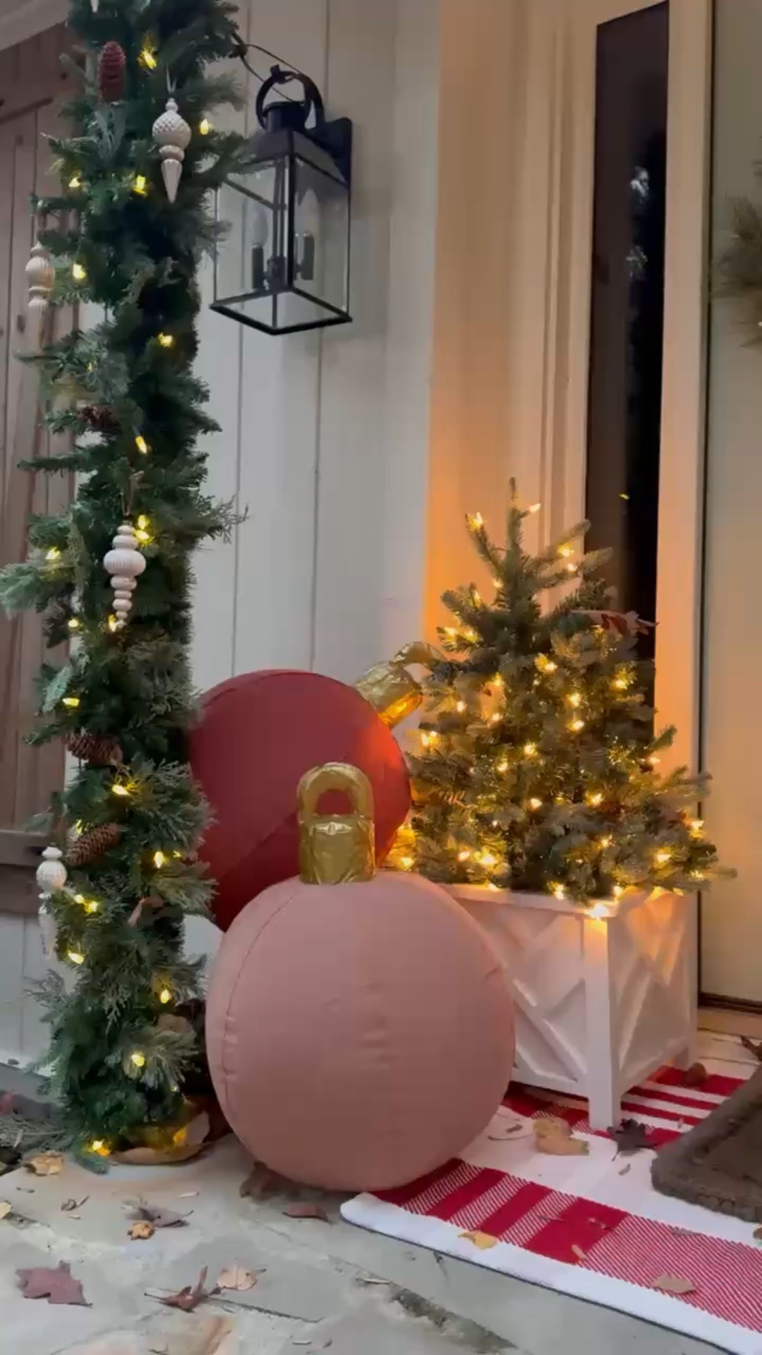 Candy cane stripes & Christmas lights ❤️🤍

The bold red-and-white striped rug ties everything together — from the pre-lit greenery garland and hanging candles to the giant ornaments and faux pine wreaths. A cheerful, classic setup that makes the season shine!

#christmasinspo #holidayvibes #frontporchstyle #holidayhome #cozydecor #christmasdecorating #eanesinteriors


#LTKSeasonal #LTKHome #LTKHoliday